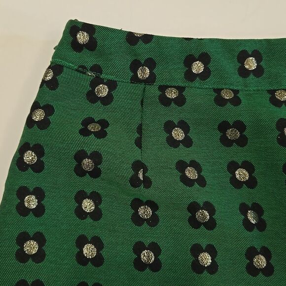 Anthropologie HD Paris Green Floral Mini Skirt Size 4‎ Retro Twee Career - Picture 4 of 14